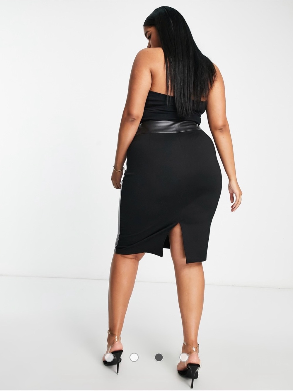 River Island Plus Black Faux Leather Pencil Skirt Size US 14 / UK 18 NWT - Picture 2 of 9